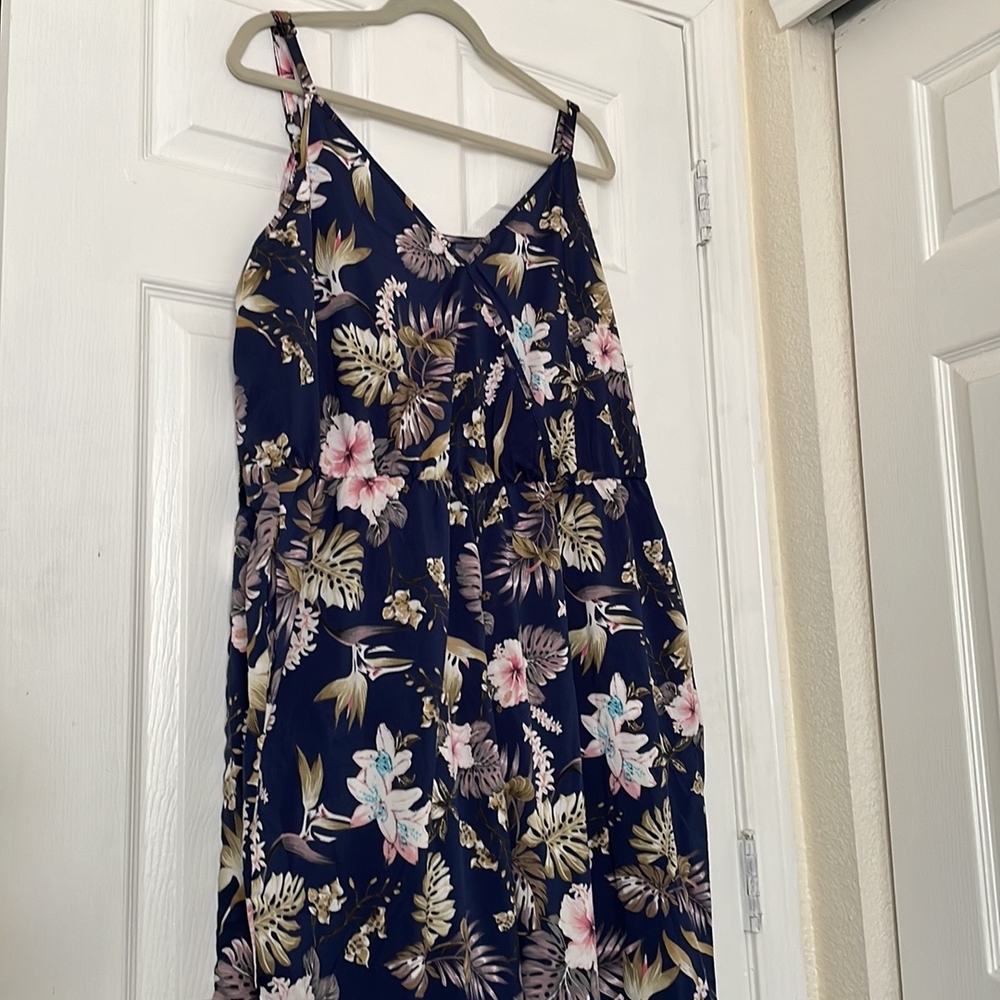 BloomChic Green and Blue Floral Jumpsuit with Spaghetti Straps